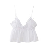 Fongt And Summer 2025 New Women's Street Fashion Bows Cotton Sling Vest Top