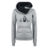 Hoodie Sweatshirts Winter Fashion Butterfly Embroidery Long Sleeve Plus Size Ladies Pullovers Warm Pocket Hooded