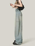 Fongt 2024 New Light Blue, High Waist, Loose, Wide Leg Jeans, Women's Thin, Straight And Long Pants-Outfit