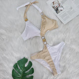 Fongt New Sexy Crystal Diamond Bikini Patchwork Women's Swimsuit Beach Vacation