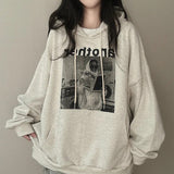 Vintage Print Oversized Hoodie-Outfit