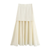 New Gold Button Knitted Vest Small Pleated Spliced Skirt Suit-Outfit