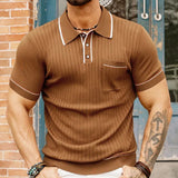 Fongt Men's New Summer Knits Clip Short Sleeve Business Polo Shirt Men's