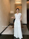 Fongt Xixi 2025 Summer Temperament With High-Waisted Linen Leisure Broad Legs Casual Pants Women 85192