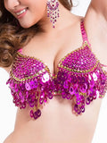 Sequins Women Set Sexy Deep V Neck Backless Bra Crop Tops With Color Multilayered Tassel Mini Skirt Party