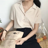 Short Sleeve V Neck Casual Office Lady White