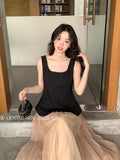Fongt Xixi 2025 Summer New Korean Version Of The Temperament Lotus Leaf Side Simple Sleeveless Vest Women's Top 82359