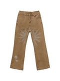Men's Vintage Wash Embroidered Ankle Flare Jeans-Outfit