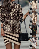 Independent Station Autumn New Long-Sleeved High-Necked Printed Dress For Women-Outfit