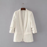 Fashionable Suit Jacket With Buckle-Free Pleated Sleeves In Spring 2024-Outfit