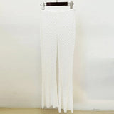 Fongt Early Spring New Fashion Hollow Nail Bead Three-Dimensional Flower Suit Pearl Lint Trousers