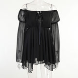 Fongt Strapped Waist Horn Sleeve Dress Set Women's Summer Sexy Commuting