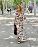 Fashion V-Neck Print Long-Sleeved Dress Hotline