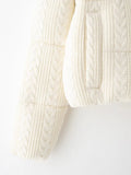 Cabel Knit Puffer Crop Jacket-Outfit