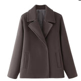 Fongt Women's Clothing Explosion Real Double Buckle Wool Collar Long-Sleeved Short Coat