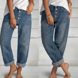 Leisure Cowboy Simple Thin Women's Denim Straight-leg