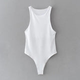women sexy solid o neck sleeveless bodysuit big stretchy european fashion shirt playsuit