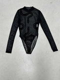 Fongt Velvet Snake-Print Sexy Perspective Mesh Yarn Laming Small Babes Half-High Collar Elastic Long-Sleeved Top
