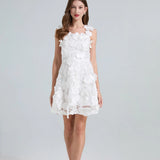 Fongt High-End Heavy Industry Embroidery Flowers Waist Thin Sling Dress Female Elegant Dress Woman