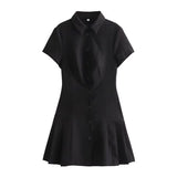 Spring Shirt Style Slim Mini Dress 2674870-Outfit