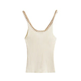 Fongt 2024 New Slim Slim Lace Stitching Sling Vest 4192017 Metal Knit Sling-Outfit