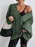 Fongt Sweater Lady Retro Style Loose Lantern Sleeve Knitted Coat