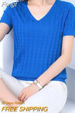 Hollow Out Short Sleeve Knitted Tops 2023 Thin V Neck Loose Pullovers Sweaters Women Jumpers Womens Clothing Sweter
