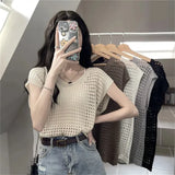 Fongt V-Necked Knitted Jersey Women's Thin Summer Design Sense Small Loose Thin Vest Outside On The
