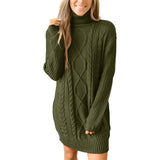 Fongt New Women's Long Sleeve Round Collar Dress Knit Jumper Sweater