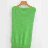 The Spring Of 2024, The New Women's Wear Autumn Green Shoulder-Wiped Dress-Outfit