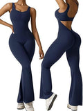 Fongt Women's Sleeveless Horn Jumpsuit Sexy Bare Back Vest Tightening Hip Yoga Jumpsuit
