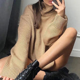Soft Turtleneck Knitted Sweater Women Autumn Casual Long Sleeve Knitwear Pullover Female Simple Solid Warm Jumper Lady
