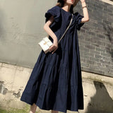 Summer Sundress Vintage Short Puff Sleeve Dress ZANZEA Fashion Party Long Vestidos Solid Kaftan Dresses Baggy Robe