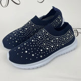 Crystal Breathable Mesh Sneaker Shoes for Women Comfortable Soft Bottom Flats Plus Size 43 Non Slip Casual Shoes Woman-Outfit