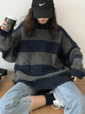 Oversized Stripe Pullover Sweater-Outfit