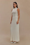 Ribbed Pleated Tank Long Dress-Outfit