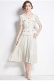 Fongt Small Scent Dress Female High-End Exquisite Temperament Lace Spliced 100 Folded Long Dress Dress Dress Dress