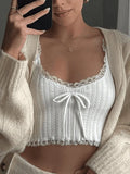 Cropped Lace Trim White Tank Top-Outfit
