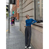Fongt With A Set Of Stylish Blue Long-Sleeved Bottom Top Women 2025 Autumn Loose Suit Suit Suit Suit Suit
