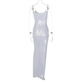 Silver Wrap Design Strap Maxi Dress-Outfit