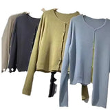 Spring And Autumn New Korean Simple Knitted Cardigan Omnipotent Solid Color V-Neck Long-Sleeved Blouse-Outfit