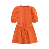 Fongt Women's Fashion Leisure Simplicity Sufflinked Sleeve Dress