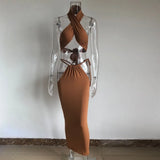 Two Pieces Sets 2021 Summer Cotton Backless Matching Outfits Sexy Halter Neck Tank Tops And Pencil Skirts Wholesale