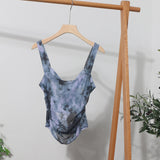 Hottie Tie Dye Irregular Sleeveless Small Sleeveless Sleeve Strip Back Strap Bow Strap Bow Blouse