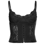 Fongt Summer Women Sexy Hot Girl V Collar Back Lace Lace Small Vest-Outfit