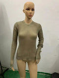 Fongt / Summer 2023 New Hot Selling Long-Sleeved Round Collar Thin Breathable Knit-Outfit