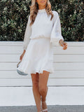 Summer White Dresses For Women 2022 Stand Collar Bow Tie Wrist Party Dress Elegant Office Ruffle High Street New