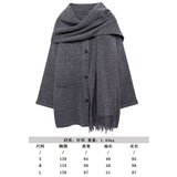 Fongt Women's Autumn New Asymmetric Scarf Short Loose Knit Coat