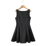 Satin Back V Backless Mini Dress-Outfit