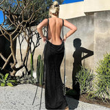 Backless Lace Up Long Dress
